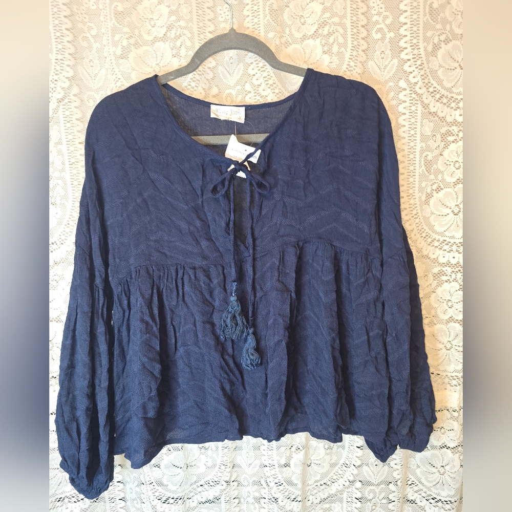 We My People Nordstrom Womems Blouse, Peasant Sleeves, Boho, NWT, Med